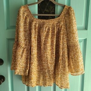EUC Chaps boho fall blouse size L